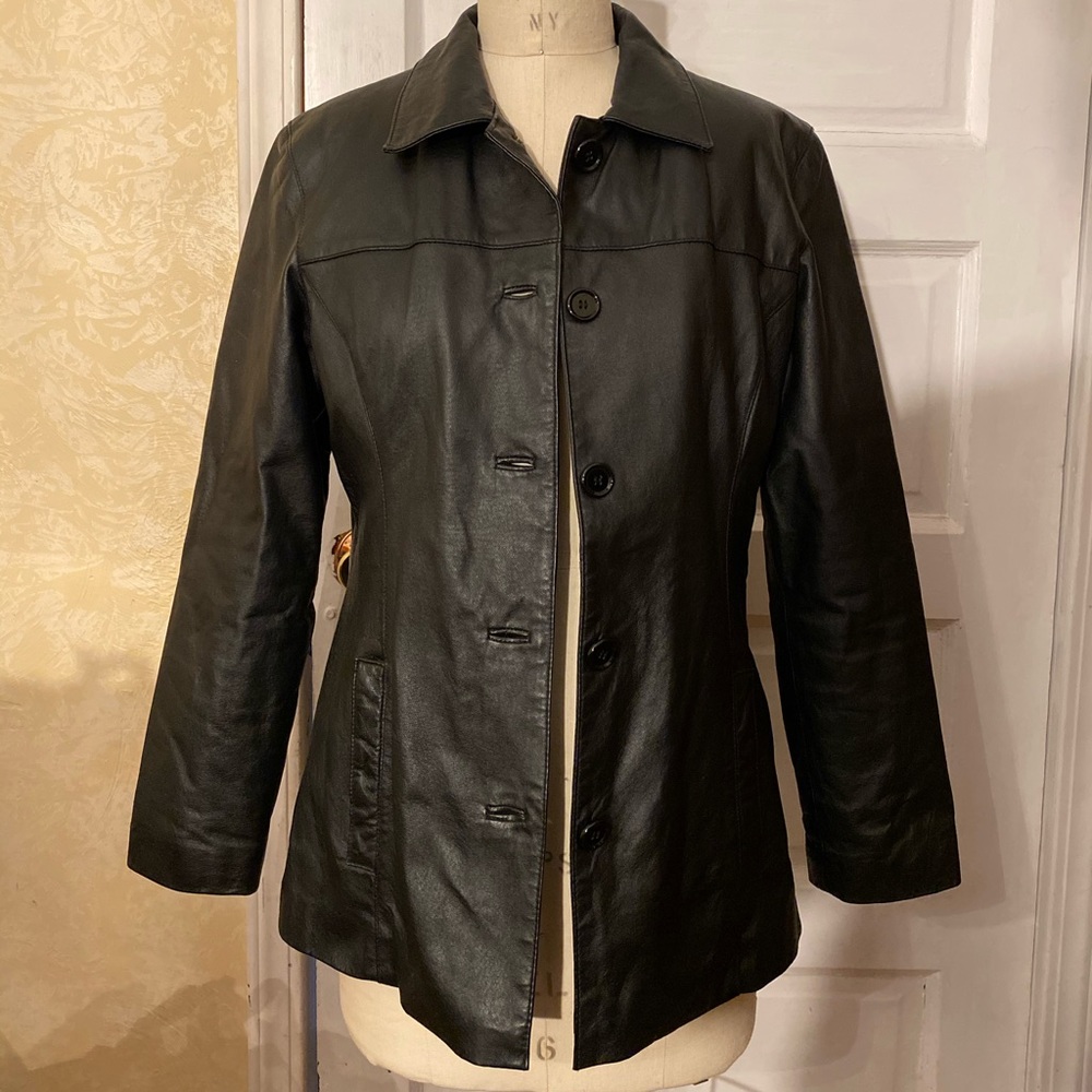 Leather blazer jacket Medium black